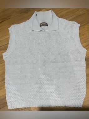 YarnWorks Sleeveless Knit Sweater Vest in Light Blue